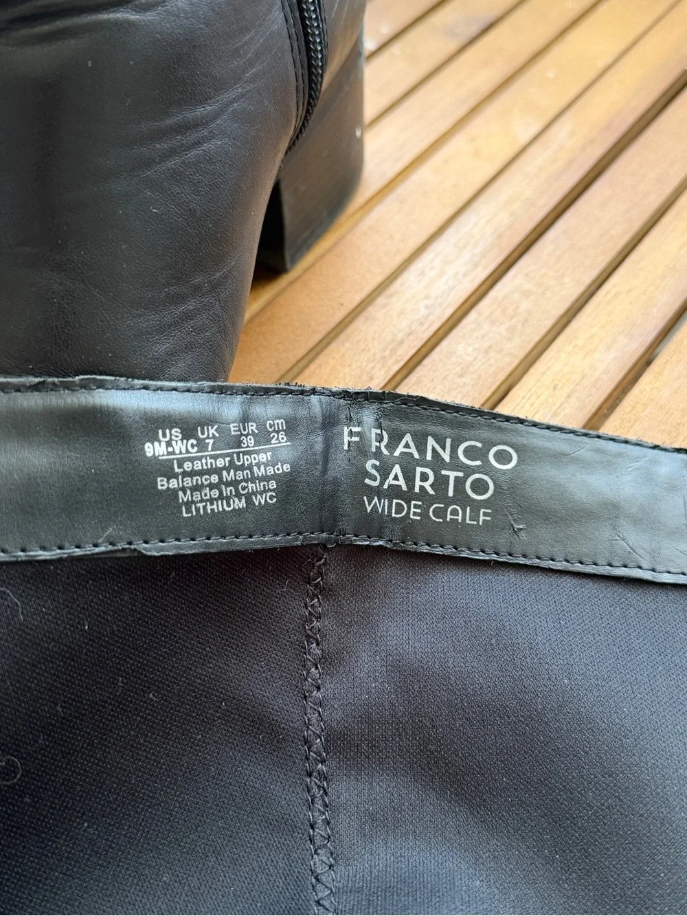 Franco Sarto Black Knee-High back Stretch Leather Boots Wide Calf Size 9